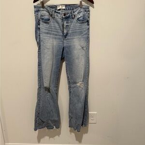 BKE Light Blue Distressed Flare Jeans